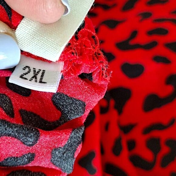 Pink Blush Womens Dress Sz 2X Red Leopard Chiffon Maxi Cottagecore Whimsicore - Picture 7 of 10